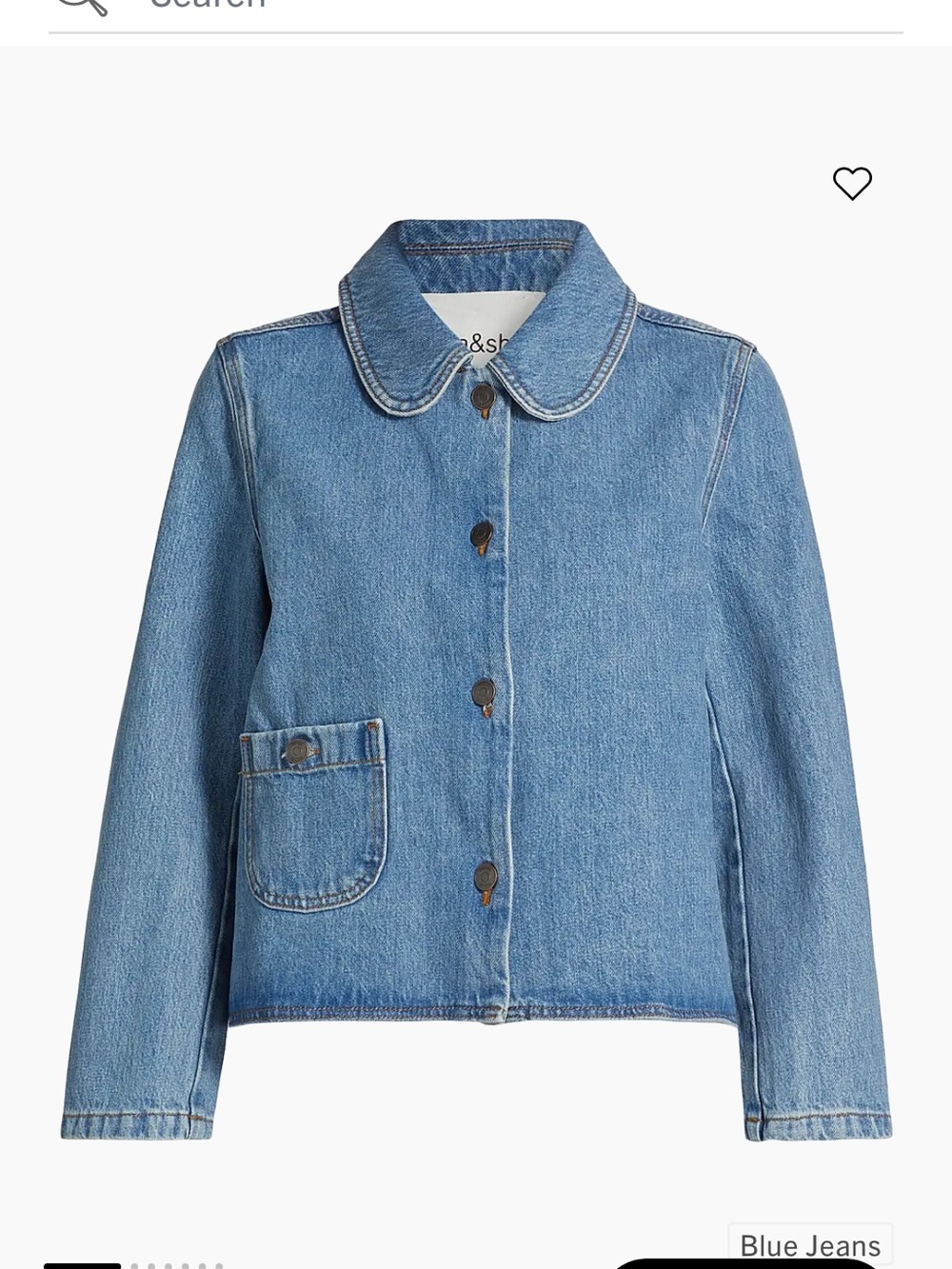 ba&sh Light Blue Denim Jacket with Rounded Collar